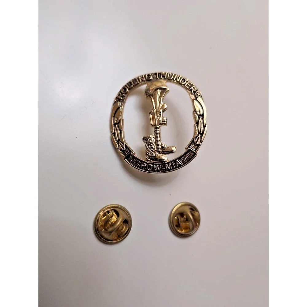 Rolling Thunder POW MIA Double Clasp Hat/Vest - Lapel Pin